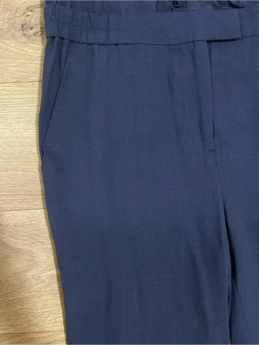 J. Crew Silk Linen Sleeveless Navy Ruffle-Front Jumpsuit